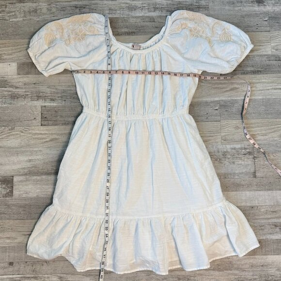 Knox Rose White Knit Dress Floral, Embroidered, Puff Sleeves P28 - Picture 4 of 6